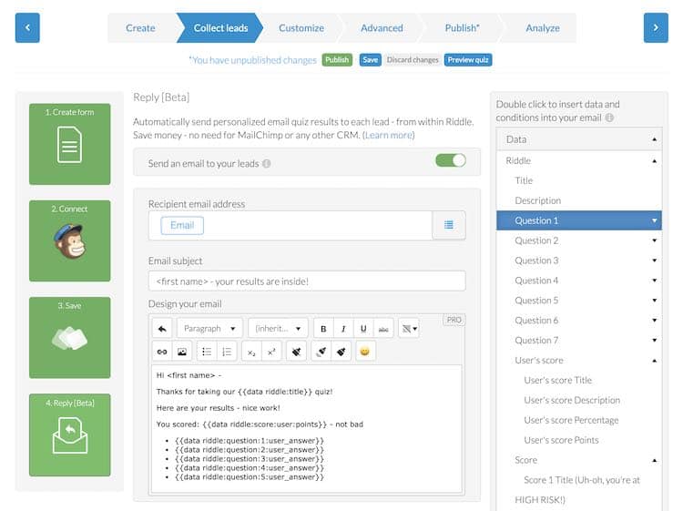 Riddle email builder quiz maker review