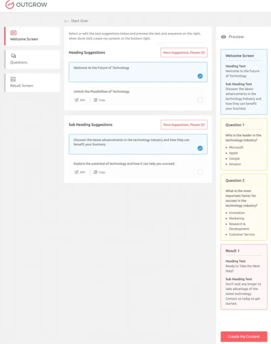 outgrow creator page