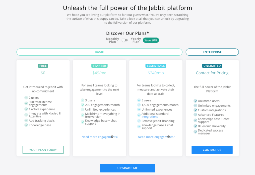 Jebbit monthly prices