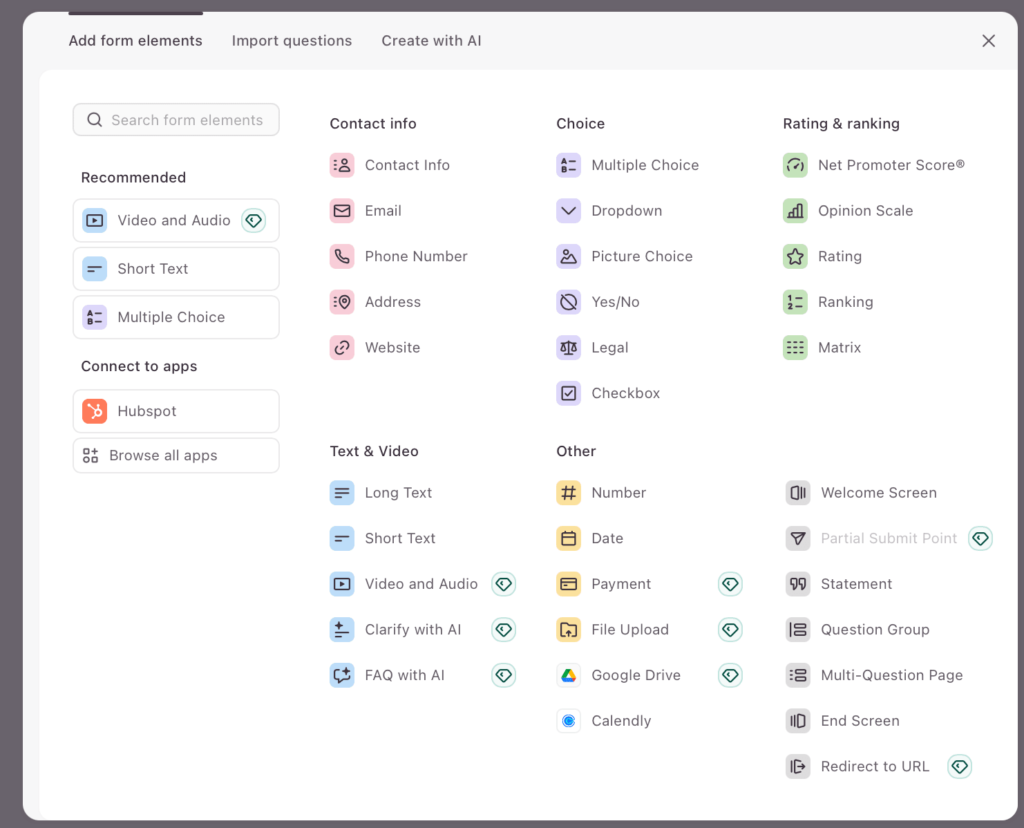 Typeform interface