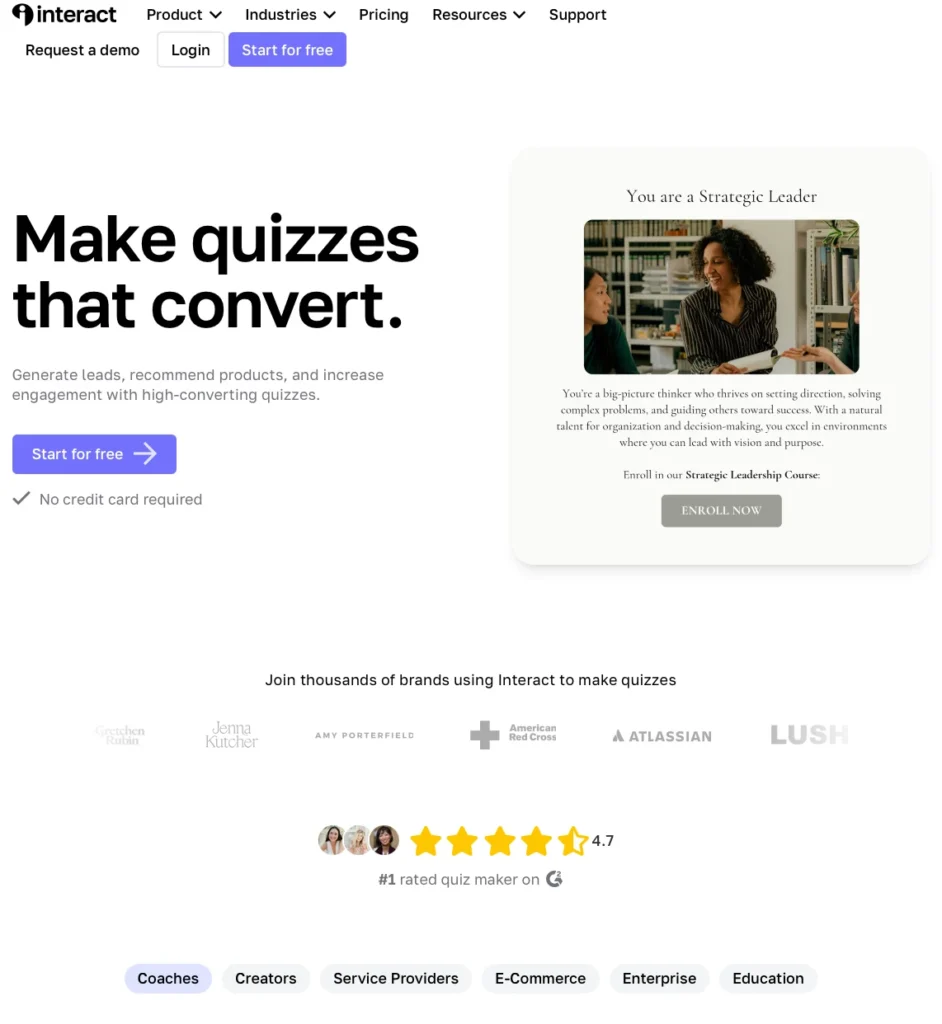 Interact homepage