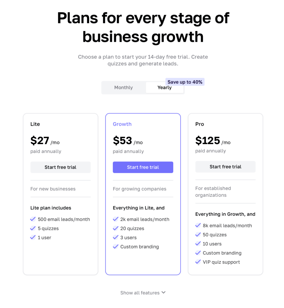 Interact yearly prices