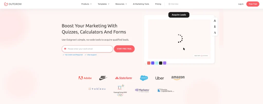 Outgrow homepage