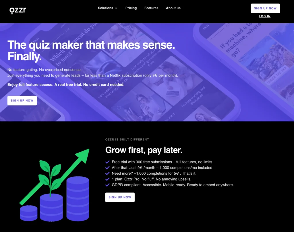 Qzzr homepage