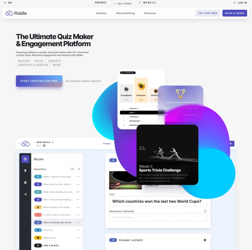 Riddle homepage
